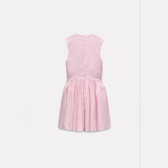 NWT ZARA SHORT gabardine corset voluminous pink dress - Picture 12 of 16